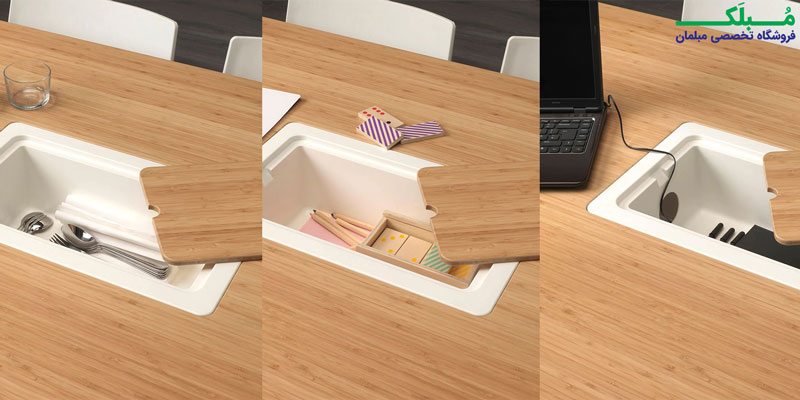 محفظه دخیره سازی  میز ناهارخوری بامبو ایکیا مدل ANVÄNDBAR داخلی